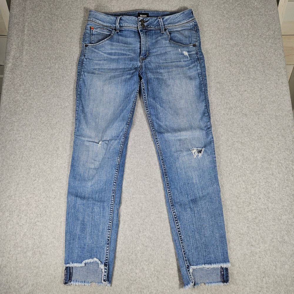 Hudson Cat Midrise Skinny Jeans Esse Wash Step Hem Distressed Size 30